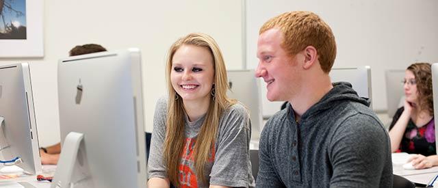 Students working on computers